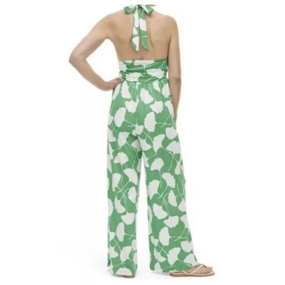 NWOT DVF Target Diane Von Furstenberg‎ Size XS HALTER JUMPSUIT green White - Picture 9 of 12